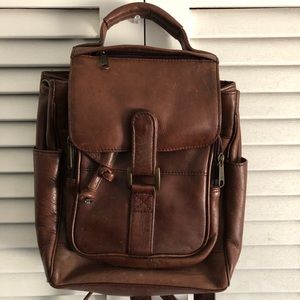 Brown leather backpack